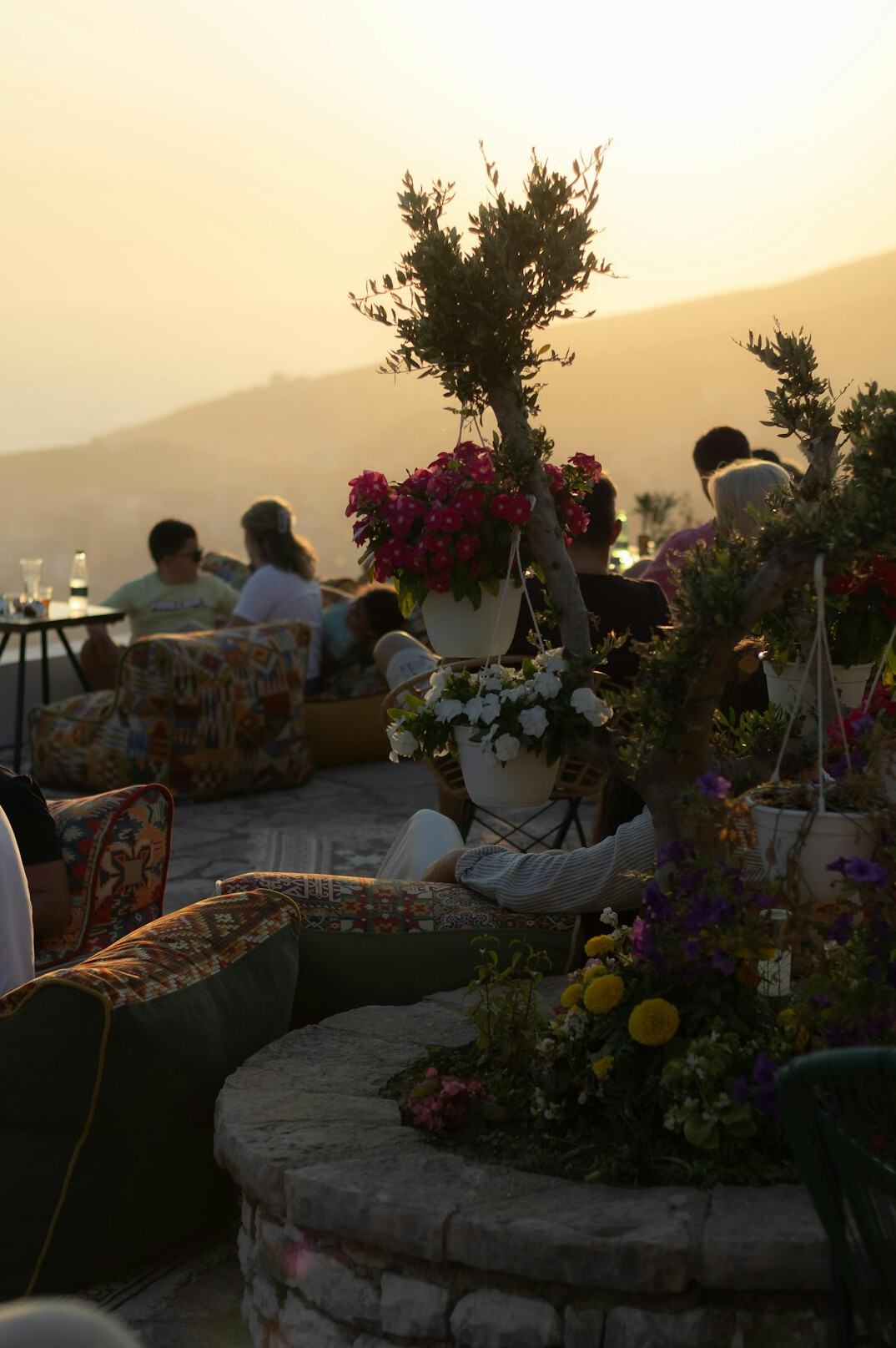 rooftop gathering at sunset