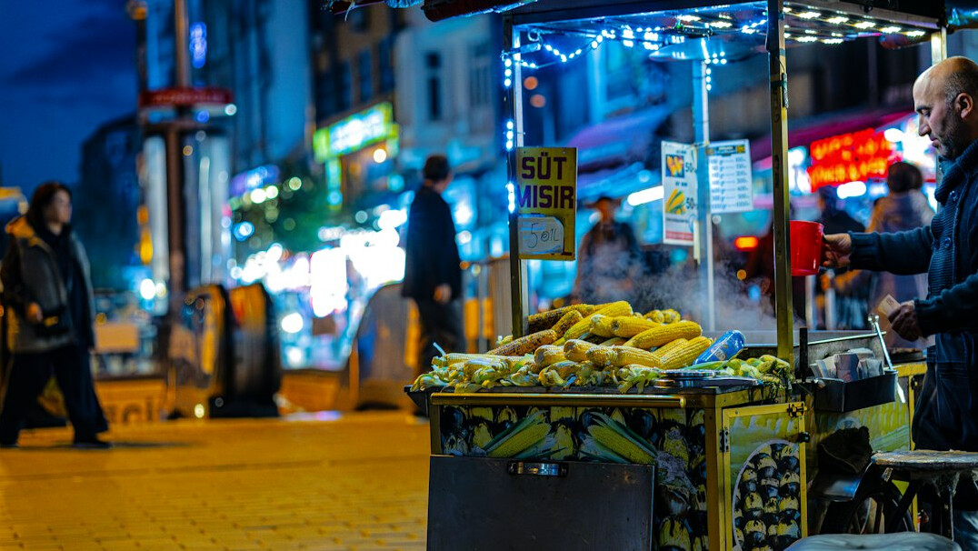 street food vendor at night