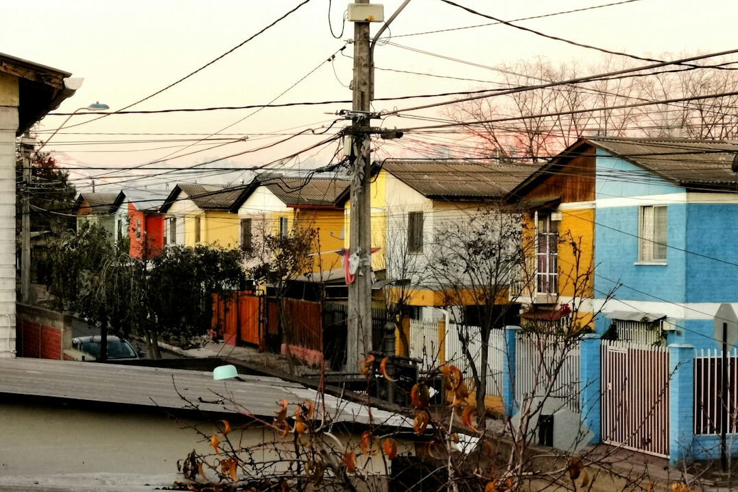 Narrow colorful alley in a Chilean neighborhood